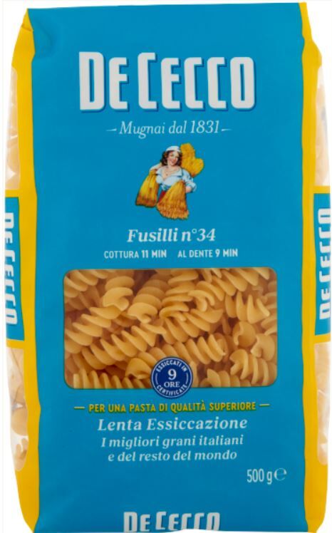 PASTA DI SEMOLA FUSILLI N34 500GR BY CECCO