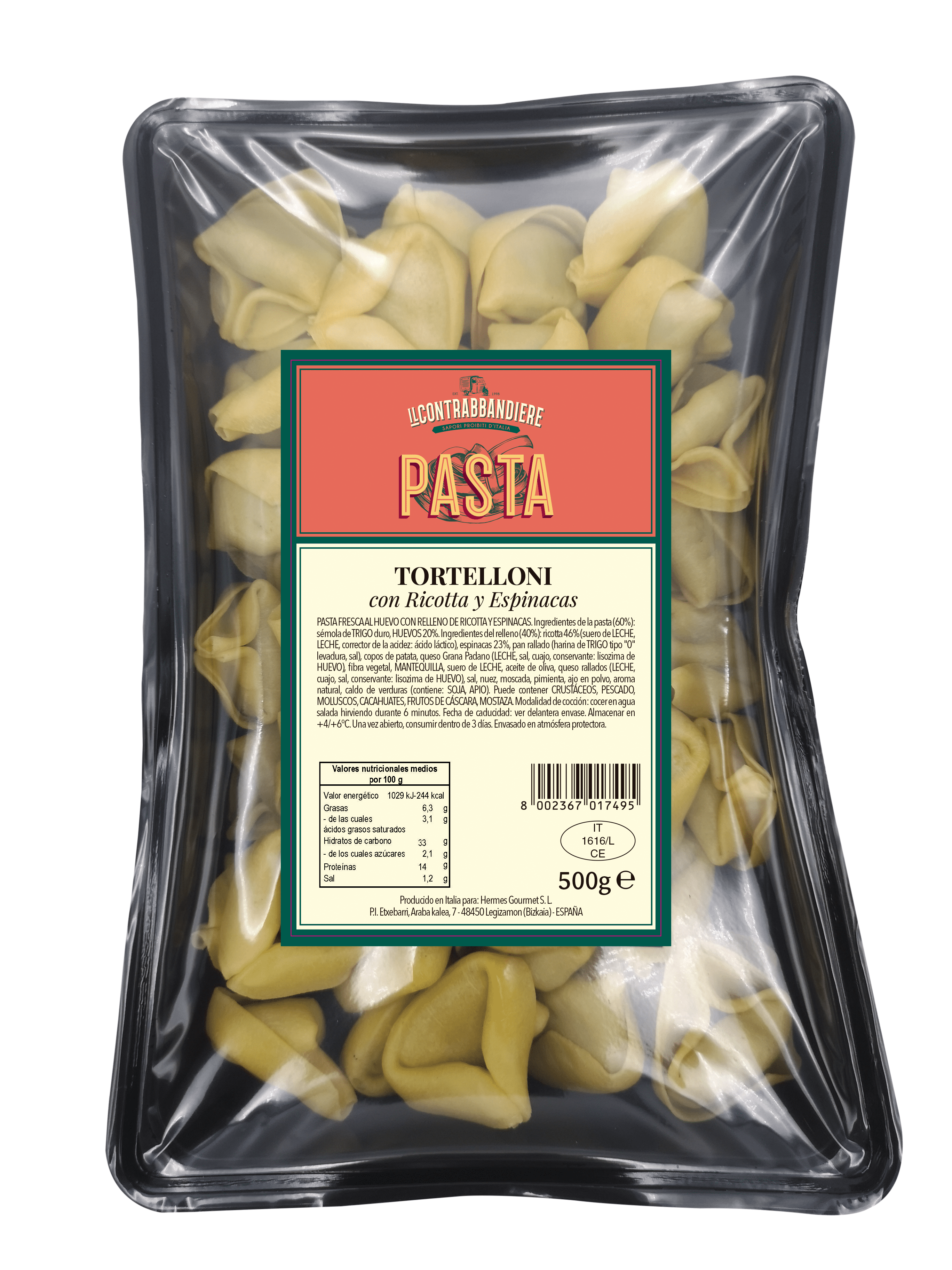 Tortelloni Ricotta y Espinaca